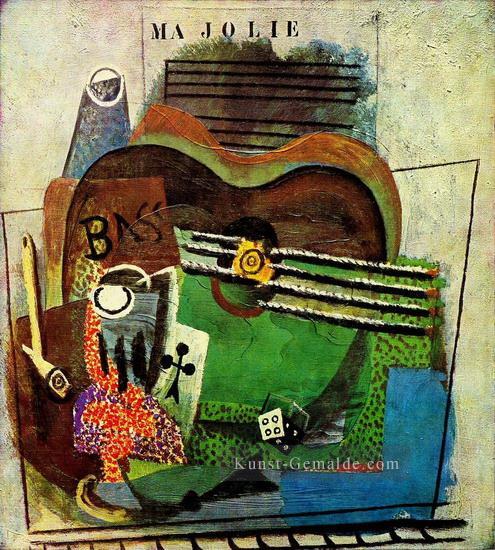 Pipe verre als Trefle bouteille Bass guitare Ma Jolie 1914 kubismus Pablo Picasso Ölgemälde